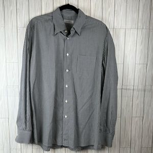 Ermenegildo Zegna Men’s Button Up Shirt Black White‎ Checkered Long Sleeve XXL